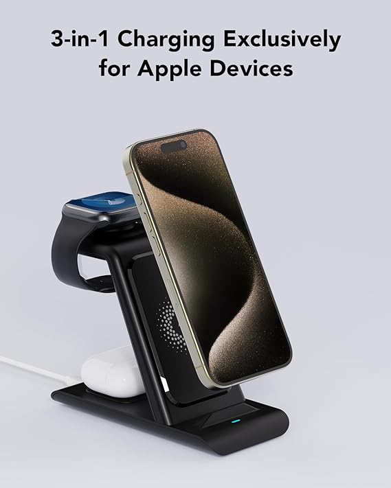 3 in 1 Wireless Charging Station Compatible for Ap...
