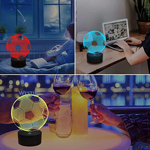 Kids Night Light Football 3D Optical Illusion Lamp with Remote Control martall.pk