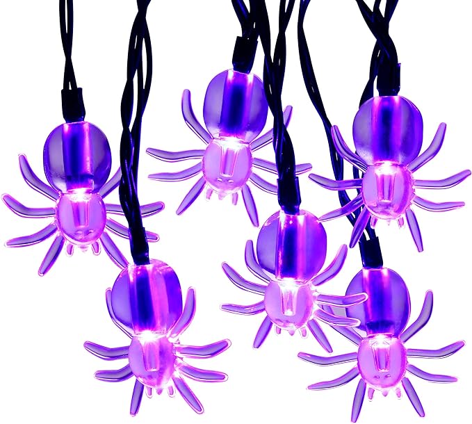 RECESKY 30 LED Purple Spider String Lights martall...