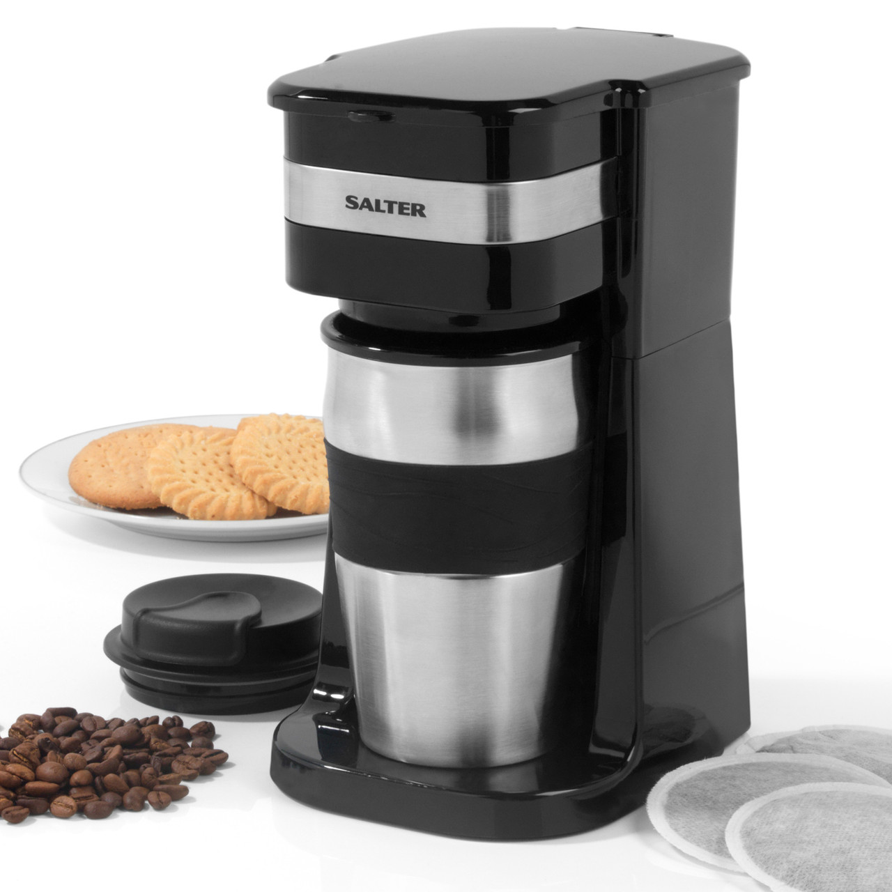 Salter Filter Coffee Machine Maker to Go Personal 420ml Travel Mug 700W Black  martall.pk