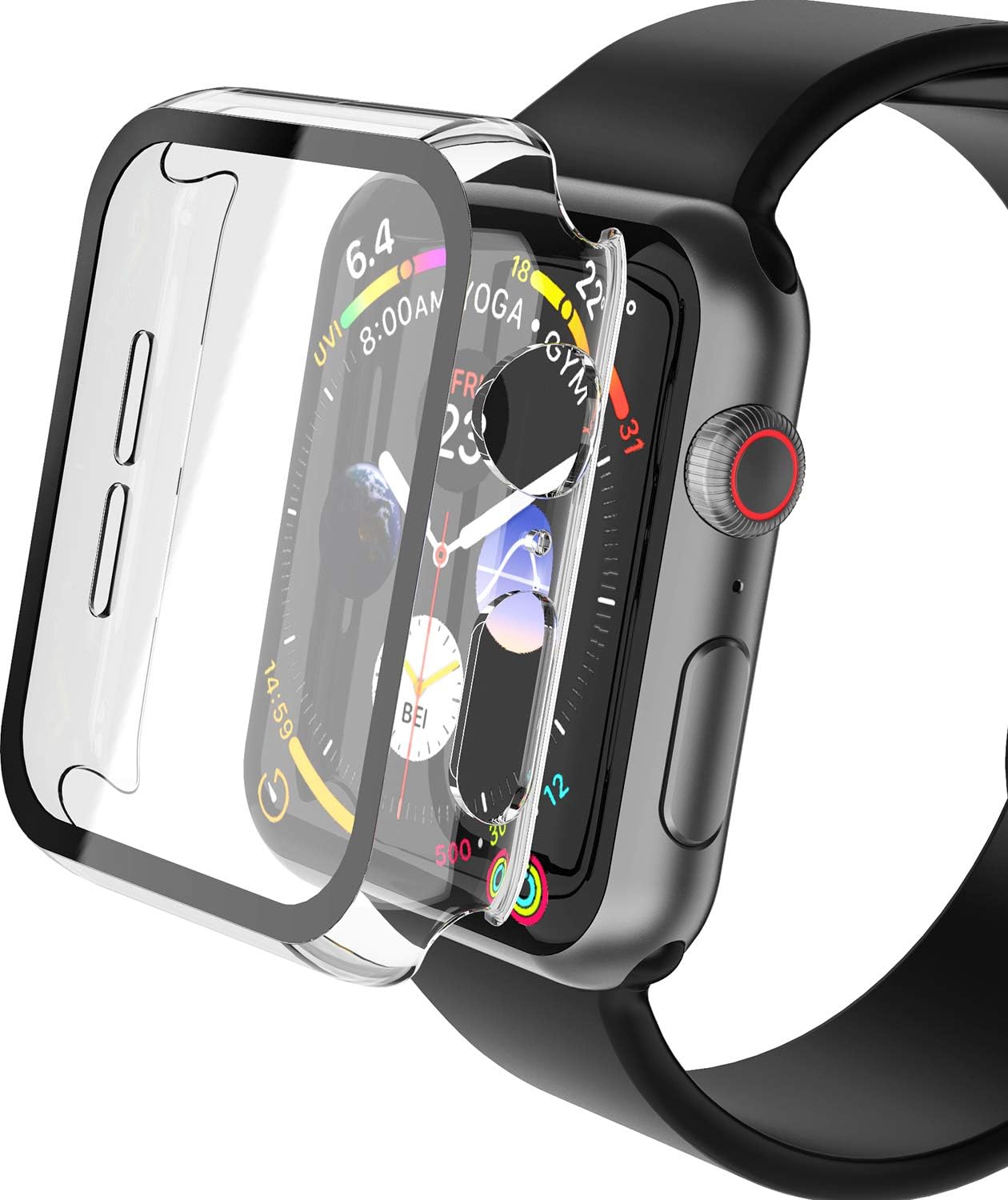 Yolin [2-Pack] Hard Protective Case with Tempered Glass Screen Protector Compatible Apple Watch martall.pk